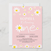 Daisy Birthday Party Bohmian Eerste Verjaardag Kaart (Voorkant)