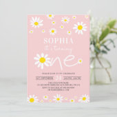 Daisy Birthday Party Bohmian Eerste Verjaardag Kaart (Staand voorkant)