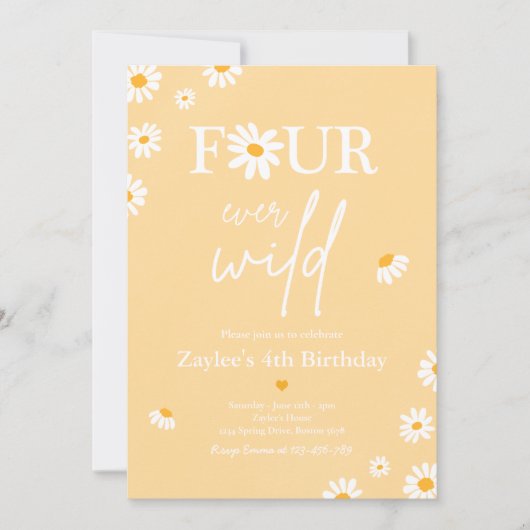 Daisy Birthday Party Bohmian Four Ever Wild Kaart (Voorkant)