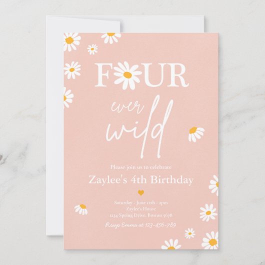 Daisy Birthday Party Bohmian Four Ever Wild Kaart (Voorkant)