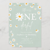 Daisy Birthday Party Bohmian Little Miss Onederful Kaart (Voorkant / Achterkant)