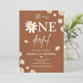 Daisy Birthday Party Bohmian Little Miss Onederful Kaart (Staand voorkant)