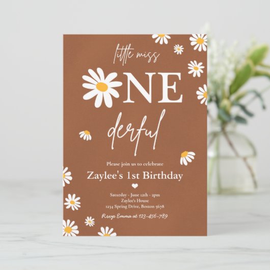 Daisy Birthday Party Bohmian Little Miss Onederful Kaart (Staand voorkant)