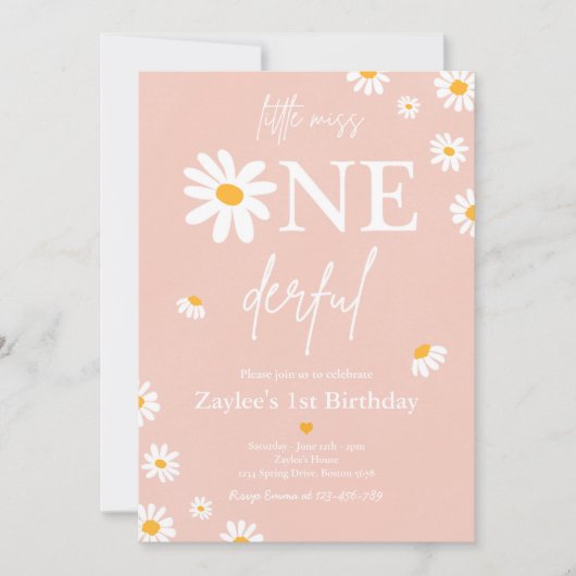 Daisy Birthday Party Bohmian Little Miss Onederful Kaart (Voorkant)