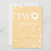 Daisy Birthday Party Bohmian Two Groovy Birthday Kaart (Voorkant)