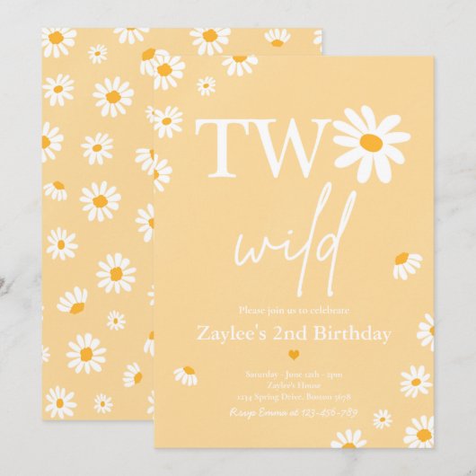 Daisy Birthday Party Bohmian Two Wild 2e verjaarda Kaart (Voorkant / Achterkant)
