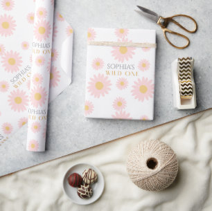 Daisy Birthday Party Bohmian Wild One 1e verjaarda Cadeaupapier