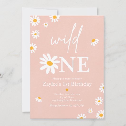 Daisy Birthday Party Bohmian Wild One 1e verjaarda Kaart (Voorkant)