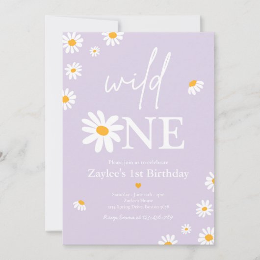 Daisy Birthday Party Bohmian Wild One 1e verjaarda Kaart (Voorkant)