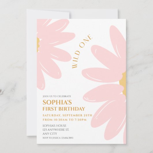 Daisy Birthday Party Bohmian Wild One 1e verjaarda Kaart (Voorkant)