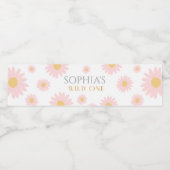 Daisy Birthday Party Bohmian Wild One 1st Birthday Waterfles Etiket (Enkel label)