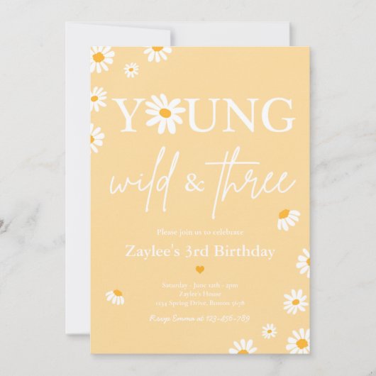 Daisy Birthday party Bohmian Young Wild en Drie Kaart (Voorkant)