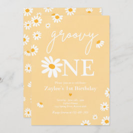 Daisy Birthday Party Boho Groovy One 1e verjaardag Kaart