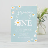 Daisy Birthday Party Boho Groovy One 1e verjaardag Kaart (Staand voorkant)