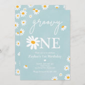 Daisy Birthday Party Boho Groovy One 1e verjaardag Kaart (Voorkant / Achterkant)