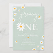 Daisy Birthday Party Boho Groovy One 1e verjaardag Kaart (Voorkant)