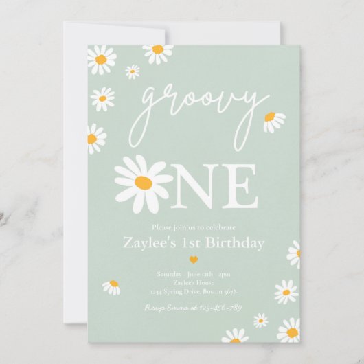 Daisy Birthday Party Boho Groovy One 1e verjaardag Kaart (Voorkant)