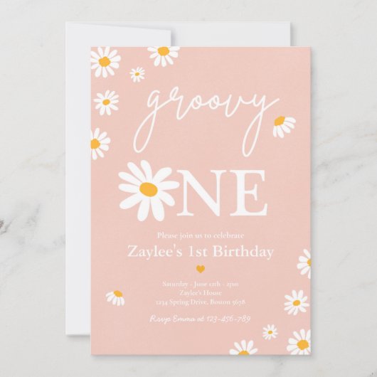 Daisy Birthday Party Boho Groovy One 1e verjaardag Kaart (Voorkant)