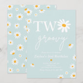 Daisy Birthday Party Boho Two Groovy 2e verjaardag Kaart (Voorkant / Achterkant)
