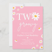 Daisy Birthday Party Boho Two Groovy 2e verjaardag Kaart (Voorkant)