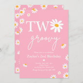 Daisy Birthday Party Boho Two Groovy 2e verjaardag Kaart (Voorkant / Achterkant)