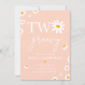 Daisy Birthday Party Boho Two Groovy 2e verjaardag Kaart (Voorkant)