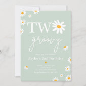 Daisy Birthday Party Boho Two Groovy 2e verjaardag Kaart (Voorkant)