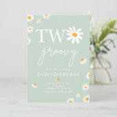 Daisy Birthday Party Boho Two Groovy 2e verjaardag Kaart (Staand voorkant)