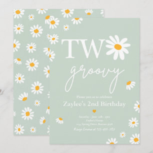 Daisy Birthday Party Boho Two Groovy 2e verjaardag Kaart