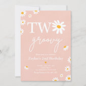 Daisy Birthday Party Boho Two Groovy 2e verjaardag Kaart (Voorkant)