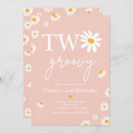 Daisy Birthday Party Boho Two Groovy 2e verjaardag Kaart