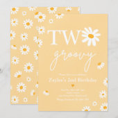 Daisy Birthday Party Boho Two Groovy 2e verjaardag Kaart (Voorkant / Achterkant)