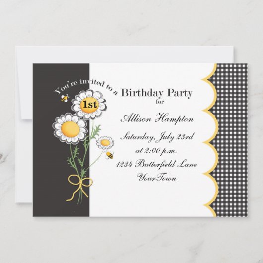 Daisy Birthday Party Invitation Kaart (Voorkant)