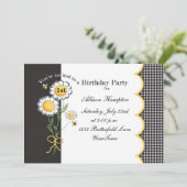 Daisy Birthday Party Invitation Kaart (Staand voorkant)