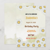 Daisy Birthday Party Invitation Kaart (Voorkant / Achterkant)