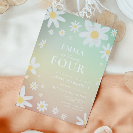 Daisy Birthday Party Invitation Kaart