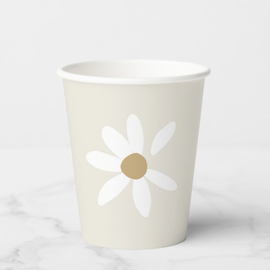 Daisy Birthday Party Paper Cups in Beige Papieren Bekers (Voorkant)