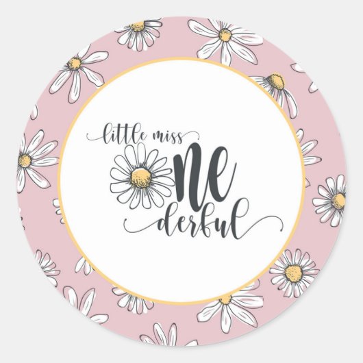 Daisy Birthday Sticker - Little Miss ONE (Voorkant)