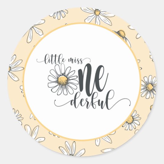 Daisy Birthday Sticker - Little Miss ONEderful - Y (Voorkant)