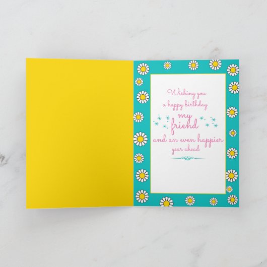 Daisy Birthday Wenskaart Kaart (Binnen)