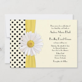 Daisy Black en Ivory Polka Dot Wedding Invitation Kaart