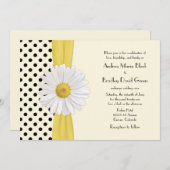 Daisy Black en Ivory Polka Dot Wedding Invitation Kaart (Voorkant / Achterkant)