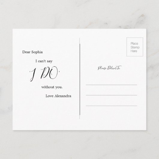 Daisy Black White zal je mijn Bridesmaid zijn Uitnodiging Briefkaart (Achterkant)