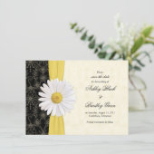 Daisy Black Yellow, Ivory Wedding Save the Date (Staand voorkant)