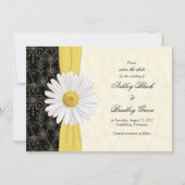 Daisy Black Yellow, Ivory Wedding Save the Date (Voorkant)