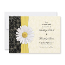 Daisy Black Yellow, Ivory Wedding Save the Date