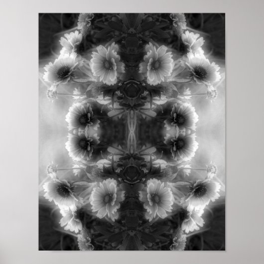 Daisy Blanket Flower Black en White Abstract Poster (Voorkant)