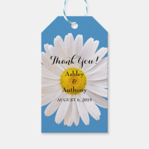 Daisy Blauw Wit Bruiloft Dank u Favor Tag Cadeaulabel