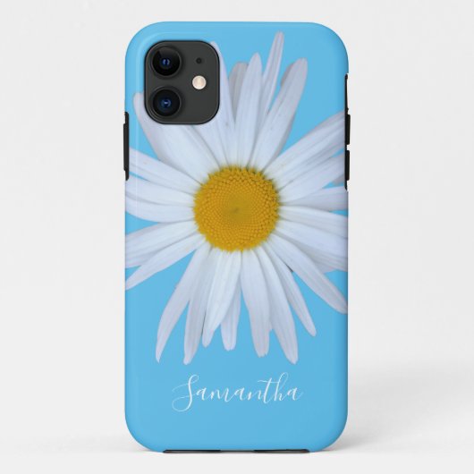 Daisy Blauw Wit Script Hoesje-Mate iPhone Case (Achterkant)