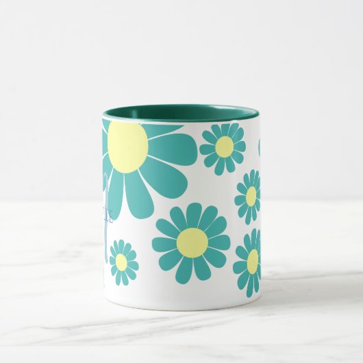 Daisy Blauwgroen Monogram Mok (Midden)